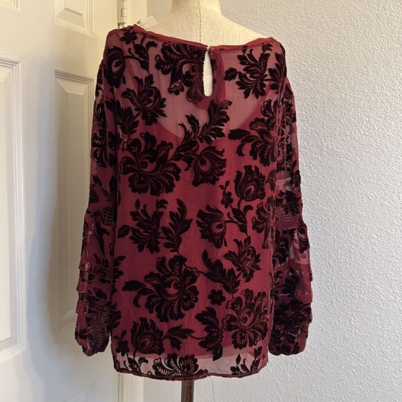 Sundance velvet burnout garden flourish blouse NWOT dark contrast - Picture 8 of 10